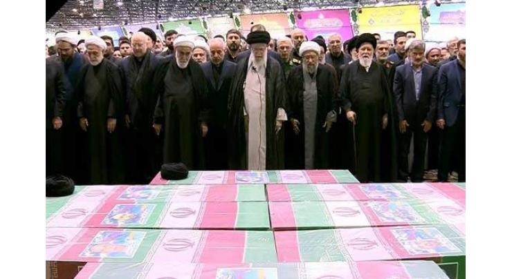 Iran’s Khamenei leads prayers at Raisi memorial before tens of thousands